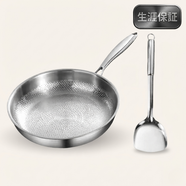 KURATA チタン フライパン 24cm 新品 チタン仕上げのハンマー加工フライパン・スパチュラセット – KURATA チタン